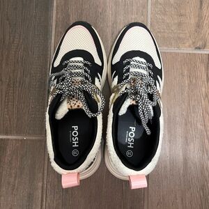 Posh Black and White Sneakers with Animal Print